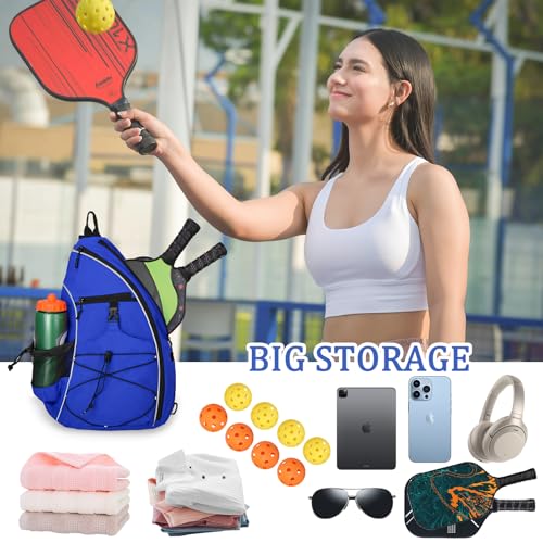 Goloni Pickleball Sling Bag for Men Women, Lightweight Pickleball Backpack with Fence Hook - color: Blue