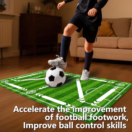 Soccer training mat,Soccer training equipment accessories for All Ages to Improve Speed Strength Agility and Coordination,Anti-Slip/Silent Mat