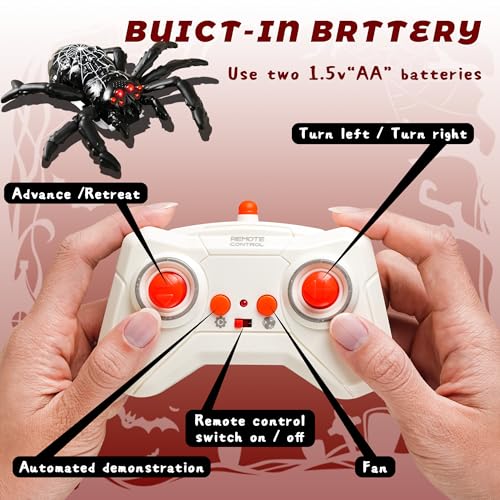 Wall Climbing Remote Control Spider, Rechargeable RC Wall Crawler Spider Robot with High Speed & 360° Rotation, Funny Prank Toys Gifts for Boys & Girls Age 3+ (Black) - style: black webbed spider
