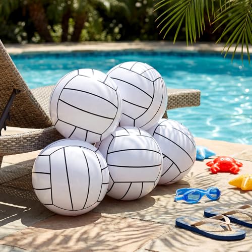 Sosation 8 Pcs Inflatable Sports Balls 16 Inch Inflatable Beach Ball Blow up Sports Party Decorations Swimming Pool Summer Pool Toys for Indoor Outdoor Beach (Volleyball) - style: Volleyball