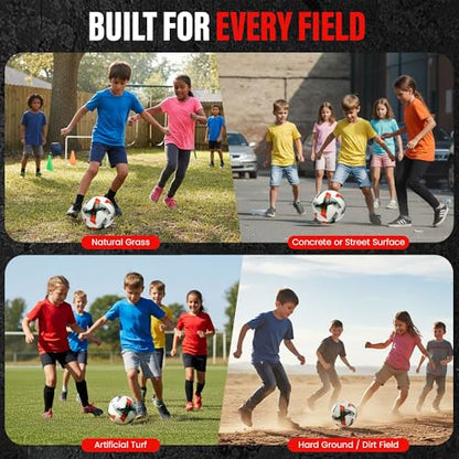 Professional Soccer Ball Size 4 & 5 – Seamless Training & Match Ball for Youth, Kids & Adults, Waterproof Synthetic PU Leather, Superior Air Retention - size: NOVA (Size 4)