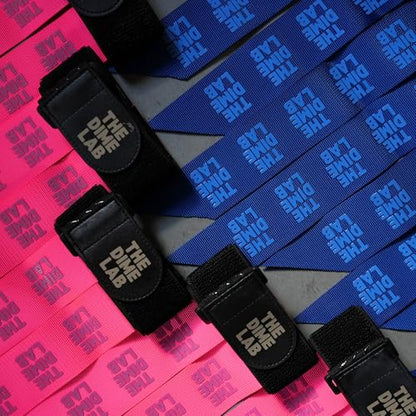 The Dime Lab Flag Football Set - Adjustable Flag Football Belts and Fabric Flags - With Velcro Straps - Blue & Pink - size: Youth/Adults