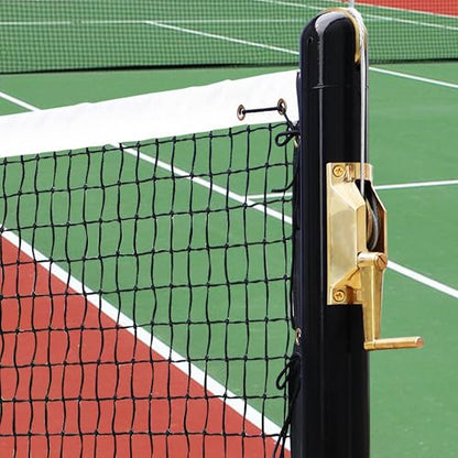 Seliyoo Permanent In-Ground Pickleball Net System,Heavy-Duty Steel Posts, Rust-Proof Coating, USAPA Regulation Size, 22FT Tournament Net with Brass Winder & Galvanized Sleeves,Outdoor Indoor Courts