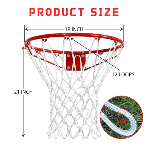 Basketball Net Replacement – Heavy Duty All-Weather Anti-Whip Basketball Hoop Net, 12 Loops, Fits Standard Indoor & Outdoor Rims,Basketball Accessories, Rim Not Included - size: 2 PC, style: white