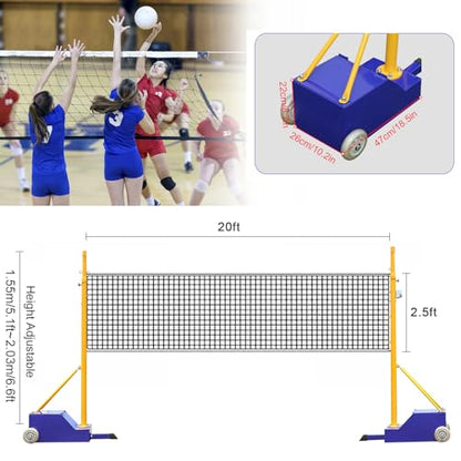 Volleyball Poles for Backyard,Heavy Duty Volleyball/Badminton Poles with Nets, Indoor Volleyball Nets with Poles with 4 Adjustable Heights,Portable Outdoor Badminton Poles for Adult Kids School