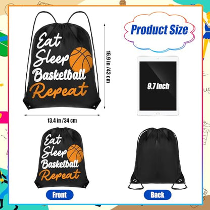 Windyun 16 Pcs Ball Drawstring Backpack Bulk Lightweight Draw String Bags Cinch Bags Drawstring Cinch Sack Tote(Basketball) - style: Basketball