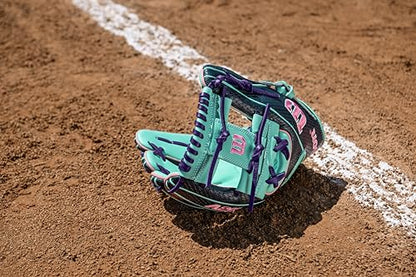 Wilson Fall 2025 A2K® Baseball Gloves - color: Navy/Seafoam/Pink, size: Infield - 11.5"