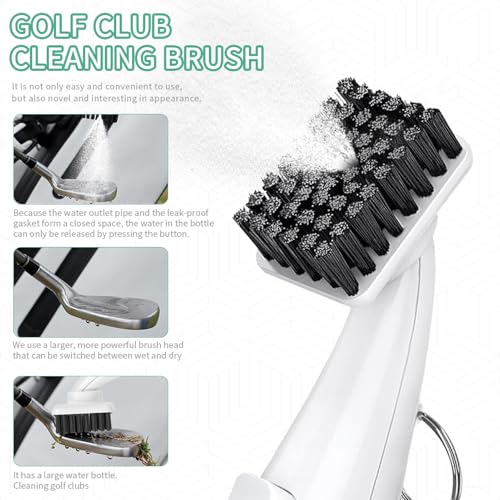 CAITON 2 pcs Pro Golf Club Brush Cleaner - Squeeze Bottle with Nylon Bristles - Push Button Spray - 9.8 Inches Holds 8 Oz Water - Best Golf Gifts for Men/Women