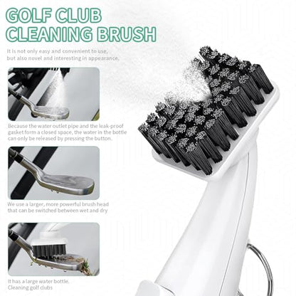 CAITON 2 pcs Pro Golf Club Brush Cleaner - Squeeze Bottle with Nylon Bristles - Push Button Spray - 9.8 Inches Holds 8 Oz Water - Best Golf Gifts for Men/Women