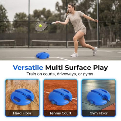HISKI Tennis Ball Training Baseboard, Tennis Trainer Equipment Set, Tennis Trainer Ball with String, Tennis Trainer Rebound Ball, Multifunction Tennis Practice Rebounder for Backyard - color: Blue-1PC