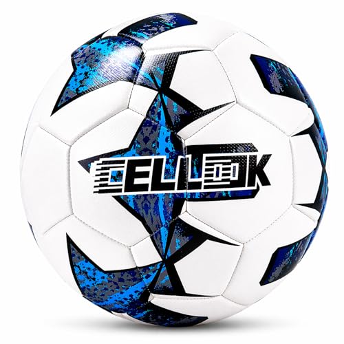 Soccer Ball Size 5 Size 4 - Deflated with Pump & Mesh Bag, Durable & Sturdy Design, Indoor/Outdoor Training Sports Game Ball, Official Size - Ideal Soccer Gift for Youth Teens Adult - color: Blue and White, size: Size 5