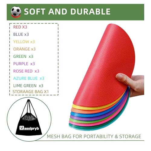 Spot Markers 4 Inch 9 Inch Non Slip Rubber Floor Markers Flat Field Cones Poly Dots for Classroom Dance Sports Soccer Basketball Speed Agility Training - style: 9inch 27pcs