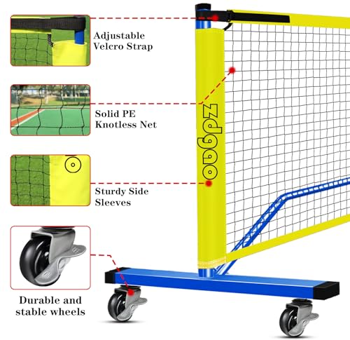Portable Pickleball Net Set, 22FT Regularion Size Pickle Ball Net with Paddles Set, Outdoor Pickleballs and Carry Bag, Easy Setup for Indoor, Outdoor, Driveway