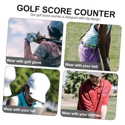 Golf Score Counter with Hat Clip, Portable Mini Stroke Tally Counter, White Golf Scoring Device for Outdoor Use and Golfers