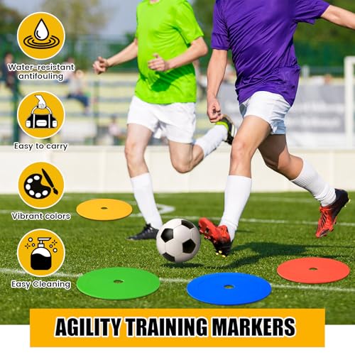 Silipull 6 inch Flat Cones Spot Markers Non-Skid Floor Hole Soccer Cones Field Court Spot Markers Flat Discs Soccer Training Equipment for Football Sports Speed Agility Practice