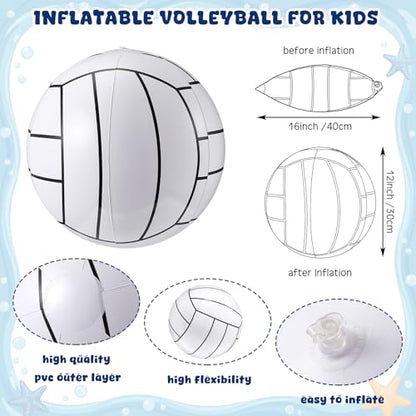 Sosation 8 Pcs Inflatable Sports Balls 16 Inch Inflatable Beach Ball Blow up Sports Party Decorations Swimming Pool Summer Pool Toys for Indoor Outdoor Beach (Volleyball) - style: Volleyball