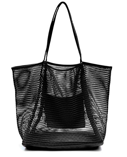 HOXIS Mesh Beach Tote Womens Shoulder Handbag - color: Black