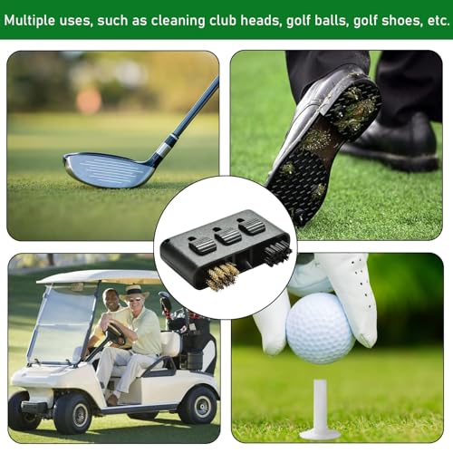 Golf Club Brush Cleaner Set, 3-in-1 Portable Groove Cleaning Tool, Pack of 3, Black