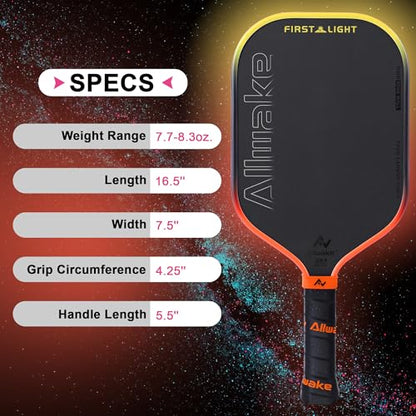 Professional Pickleball Paddles - T700 Raw Carbon Fiber with Foam Injected Edges for Expanded Sweet Spot - Control & Power Paddle for All-Level Players ﻿ ﻿ - color: Gradient Yellow Orange Pickleball Paddle