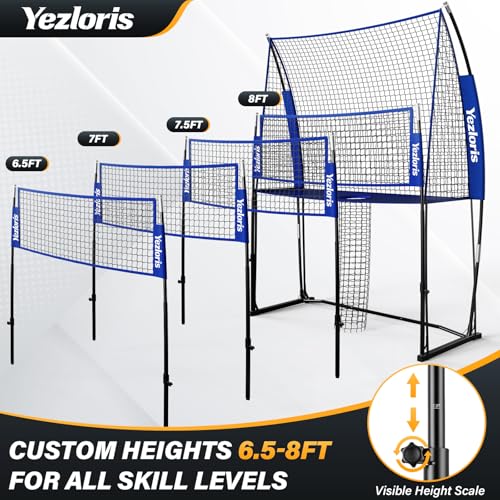 Volleyball Training Net Equipment System, Freely Adjustable 2-in-1 Volleyball Practice Net for Serve Spike Hitting Training, Stable Frame Fast Setup Portable Volleyball Net for Backyard Indoor Outdoor