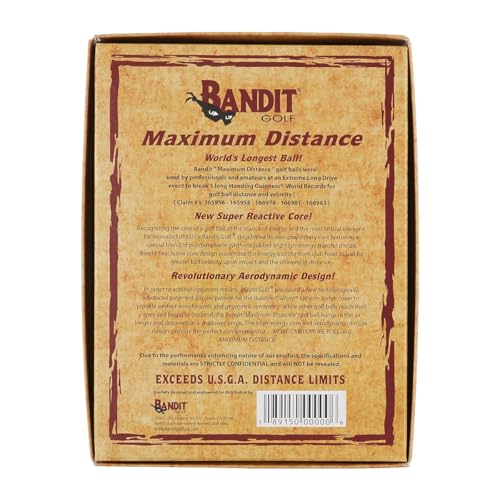 Bandit Maximum Distance Golf Balls, (One Dozen, White)