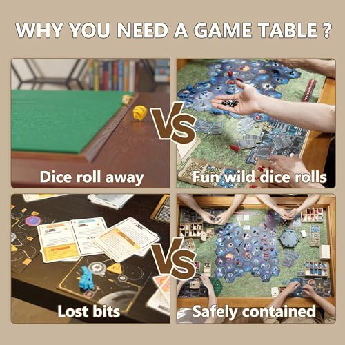 Solid Wood Board Game Table with Removable Table Top for 4–6 Players,Gaming Table and Dining Includes Play Mat and Detachable Cup Holders with 55" x 31" Play Area (Oak) - color: Oak