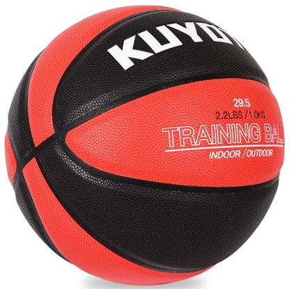 KUYOTQ 2.2lbs 29.5" Weighted Basketball Size 7 Composite Indoor Outdoor Heavy Trainer Basketball for Improving Ball Handling Dribbling Passing and Rebounding Skill (Deflated)
