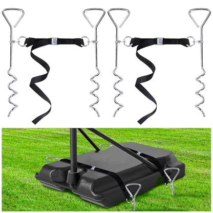 RunNico Basketball Goal Anchor, Heavy Duty Basketball Hoop Tie Down Kit, Court Setup Ground Stakes with Adjustable Straps for Basketball Mounting Trampoline Swing Tent - color: 2 set