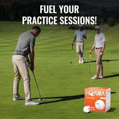 Honma 48-Pack Bulk Golf Balls, Maximum Distance & Low-Spin Straight Flight with Durable Cover, Ideal for Beginners and Everyday Players