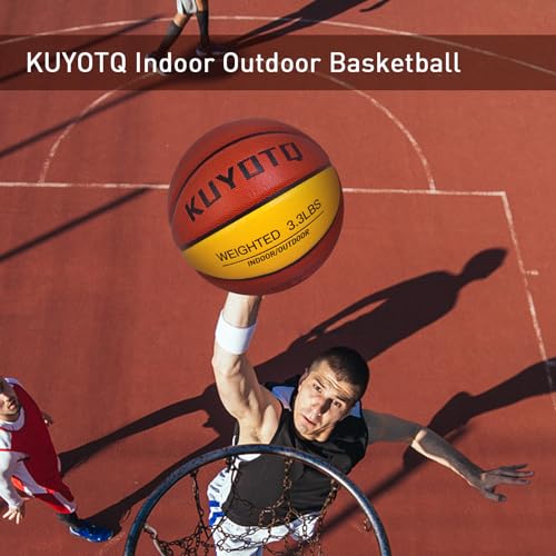 KUYOTQ 3LBS/3.3LBS/2.2LBS Weighted Heavy Training Basketball 29.5/28.5" in and Outdoor Improving Handling Dribbling Passing Rebounding Skill Composite Size 7/6 Weighted Training Basketball Equipment
