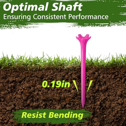 Soulchen 2 3/4 Inch Inch Golf Tees - 5-Prong Curved Design for Longer Drives Low Spin & Low Friction Plastic Tees Durable Bulk Tee with Optimized Shaft Strength for Driving Range