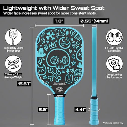 Pickleball Paddles Set, USAPA Approved Carbon Fiber Pickleball Set of 2 with Beginner Pickleball Rackets, Indoor Outdoor Pickle Balls for Adults Men Women, JT-1 - color: SkullPop