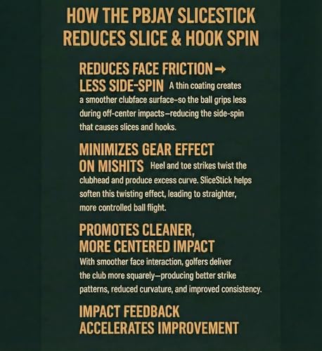 PBJay Slicestick Golf Club Balm Anti Slice and Anti Hook Formula Reduces Side Spin for Straighter Drives and Better Accuracy Clean Easy Application for Drivers Woods and Hybrids