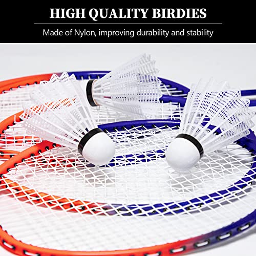 Zdgao Badminton Sets for Backyard, Portable Badminton Net with Tension Adjuster, Badminton Racket Set of 4, 3 Nylon Shuttlecocks, Boundary Line and Carry Bag for Backyard Beach Family Games - color: RED&BLUE