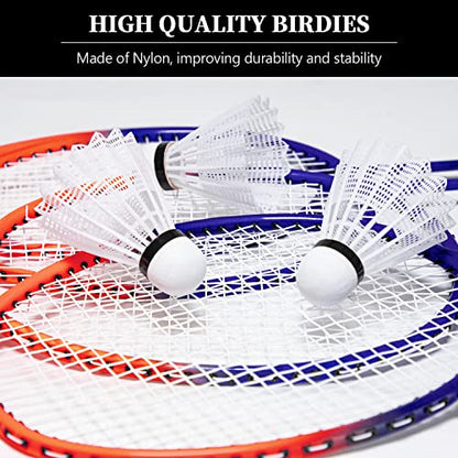 Zdgao Badminton Sets for Backyard, Portable Badminton Net with Tension Adjuster, Badminton Racket Set of 4, 3 Nylon Shuttlecocks, Boundary Line and Carry Bag for Backyard Beach Family Games - color: RED&BLUE