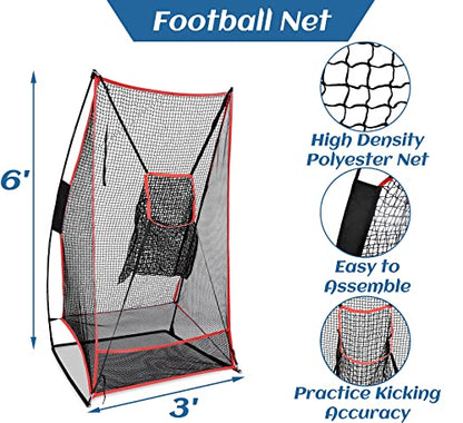 3x6FT Football Net with Throwing Target Strike Zone for Kicking Punting and QB Accuracy Training Portable Football Practice Equipment with Steel Base and Carry Bag - size: 3X6FT with Throwing Target