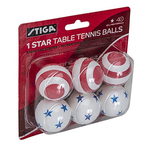 STIGA 1-Star Balls - color: Stars and Stripes, size: 6 Pack
