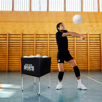 Swing Sports Portable Ball Cart on Wheels - 40 x 24in Volleyball Cart with Wheels Equipment Storage Ball Caddy