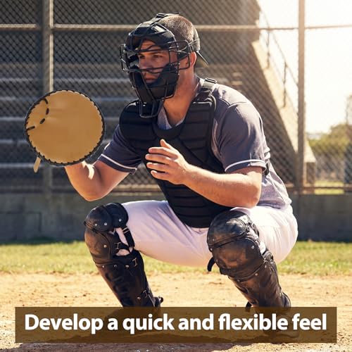 VioraWhite Pancake Baseball and Softball Training Glove - Flat & Soft Premium PVC Fielding Gear for Left-Hand Throw, Great Choice for Teens - color: Brown