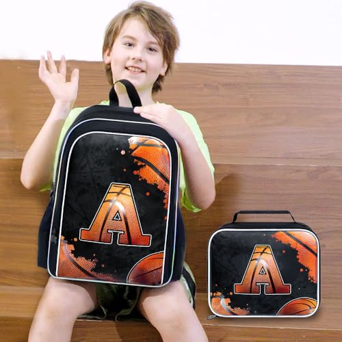 3PCS Basketball Backpack for Boys, 17" Kids Bookbag Water Resistant and Lightweight with Lunch Box for Teen