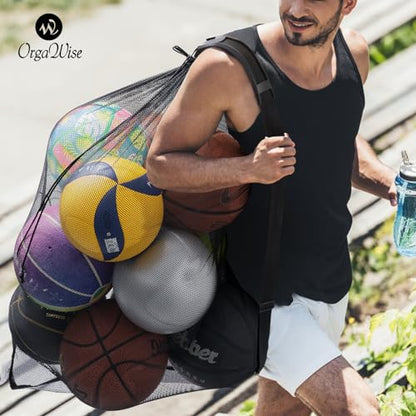 OrgaWise Heavy Duty Mesh Ball Bag,Basketball Bag for Balls,Ball Bags Mesh for Soccer/Volleyball/Football (School/Home/Park/Garage/Beach) - size: 30"x40"/76x102cm