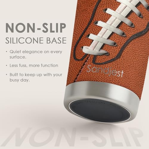 SANDJEST Football Tumbler 20oz Stainless Steel Insulated, Travel Coffee Cup, Sport Tumblers Gifts for Football Lovers, Men Women, Coach, Birthday, Christmas - color: Football