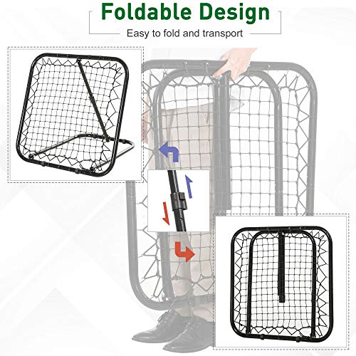 Soozier Soccer Rebounder Net, 3' x 3', Angle Adjustable Portable Training Goal Net with Quick Folding Design, Sturdy Metal Tube