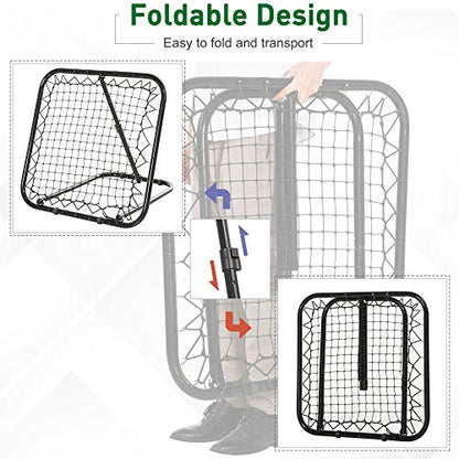Soozier Soccer Rebounder Net, 3' x 3', Angle Adjustable Portable Training Goal Net with Quick Folding Design, Sturdy Metal Tube