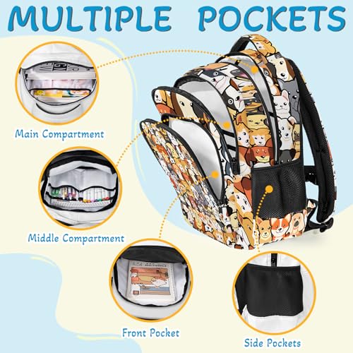 Dog Theme Backpack for Kids,School Bookbag Large Capacity Adjustable Bookbag Durable Lighting Multi Pockets School Bag Daypack Travel (Dog) - color: Dog