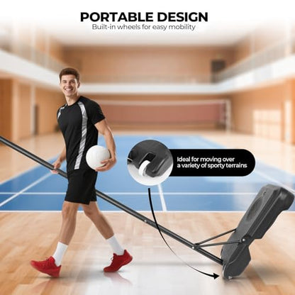 Volleyball Setter Trainer Net Setting Training Equipment，with Mobile Pulleys, Adjustable Height/Angle,Can Be Filled with Water，Indoor and Outdoor Volleyball Serve, Dunk and Set Practice Net