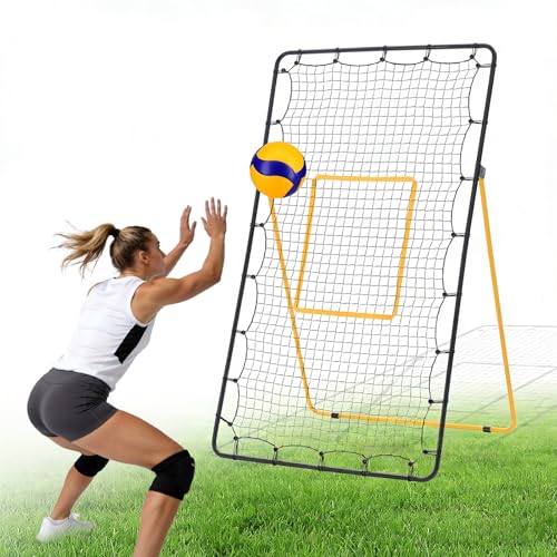 OLIXIS 7x4 ft Volleyball Rebounder Net - Multi Sport Bounce Back Training Equipment with Travel Bag, 5 Adjustable Angles for Outdoor Indoor Practice, Spiking, Bumping, Volleying - color: BLACK&YELLOW V3