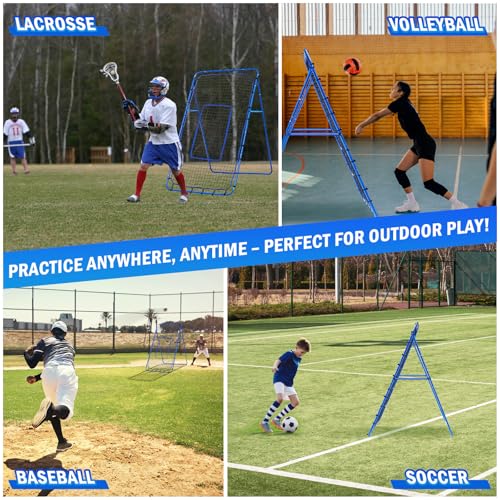 Volleyball Lacrosse Rebound Net Pro, WINTHAI Lacrosse Rebounder for Backyard, 7x4FT/6x4FT/4x4FT Bounce Back Net with Target Strike Zone, Easy Quick Setup, Volleyball Baseball Softball Soccer Training