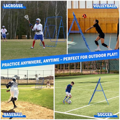 Volleyball Lacrosse Rebound Net Pro, WINTHAI Lacrosse Rebounder for Backyard, 7x4FT/6x4FT/4x4FT Bounce Back Net with Target Strike Zone, Easy Quick Setup, Volleyball Baseball Softball Soccer Training