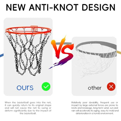 Basketball Net Replacement Heavy Duty,Resin Material, Anti-Rust Use Indoor Outdoor Standard 12-Ring Basketball Hoop - style: Black